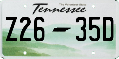 TN license plate Z2635D