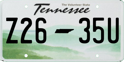 TN license plate Z2635U