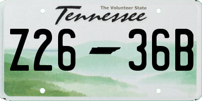 TN license plate Z2636B