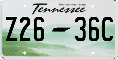 TN license plate Z2636C