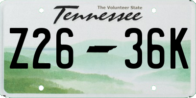 TN license plate Z2636K