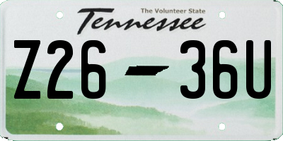TN license plate Z2636U
