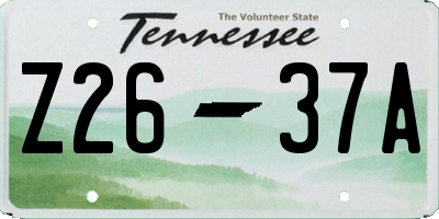 TN license plate Z2637A