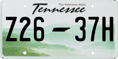 TN license plate Z2637H