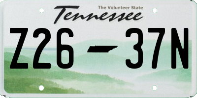 TN license plate Z2637N