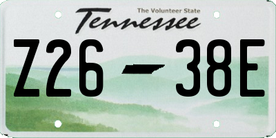 TN license plate Z2638E