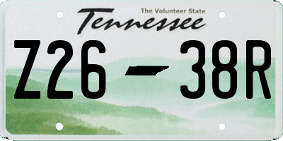 TN license plate Z2638R