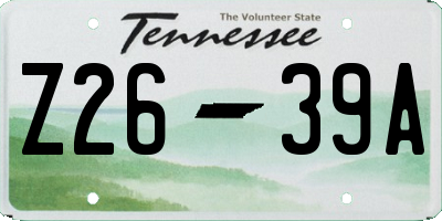TN license plate Z2639A