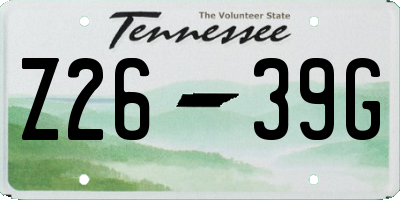 TN license plate Z2639G