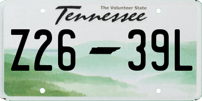 TN license plate Z2639L