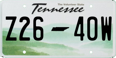 TN license plate Z2640W