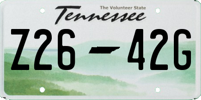 TN license plate Z2642G