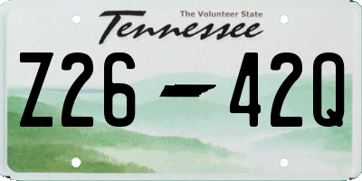 TN license plate Z2642Q