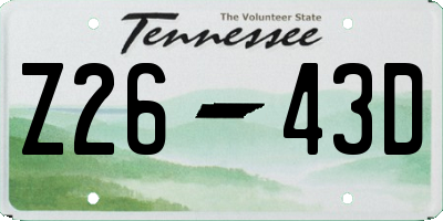 TN license plate Z2643D