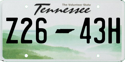 TN license plate Z2643H