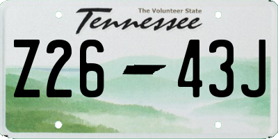 TN license plate Z2643J