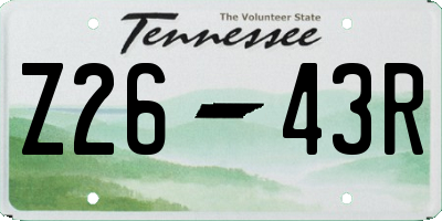 TN license plate Z2643R