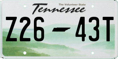 TN license plate Z2643T