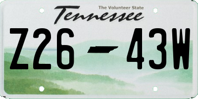 TN license plate Z2643W