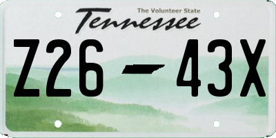 TN license plate Z2643X