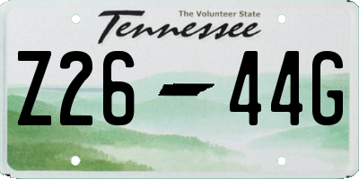 TN license plate Z2644G