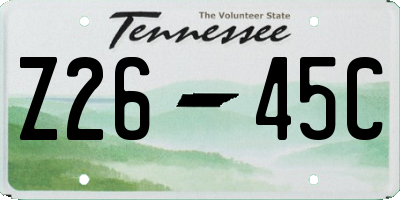 TN license plate Z2645C