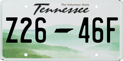 TN license plate Z2646F