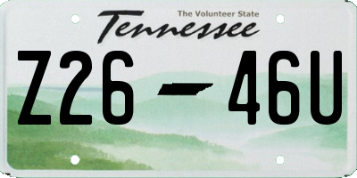 TN license plate Z2646U
