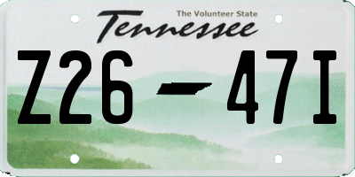 TN license plate Z2647I