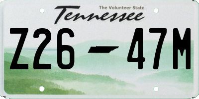 TN license plate Z2647M