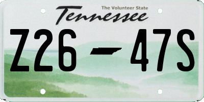 TN license plate Z2647S