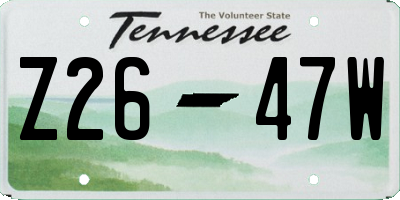 TN license plate Z2647W
