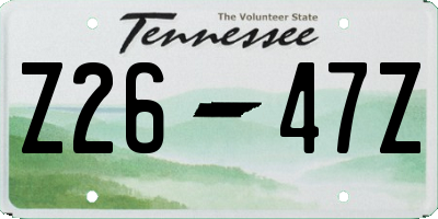 TN license plate Z2647Z