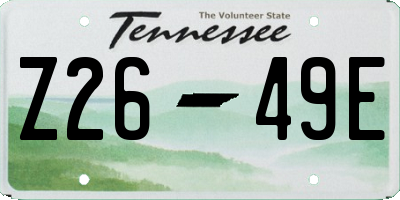 TN license plate Z2649E