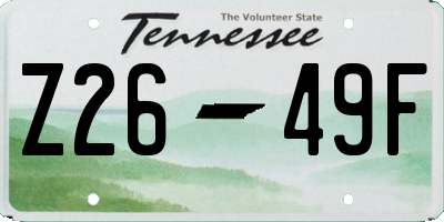 TN license plate Z2649F