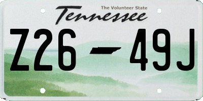 TN license plate Z2649J