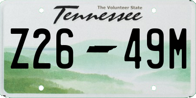 TN license plate Z2649M