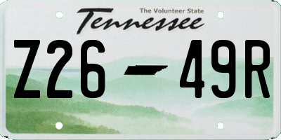 TN license plate Z2649R
