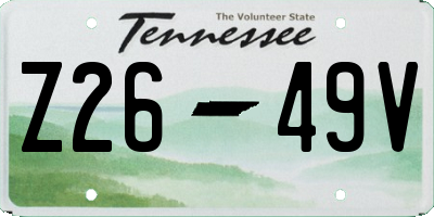 TN license plate Z2649V