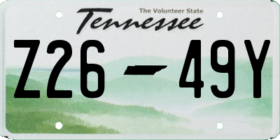 TN license plate Z2649Y
