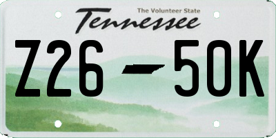 TN license plate Z2650K