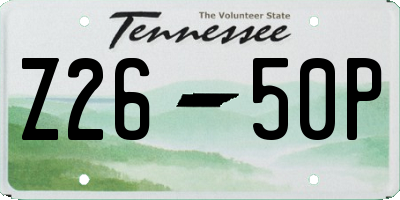 TN license plate Z2650P