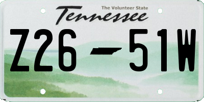 TN license plate Z2651W