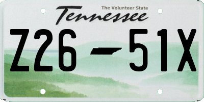 TN license plate Z2651X