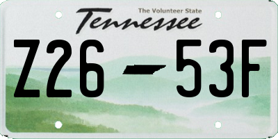 TN license plate Z2653F