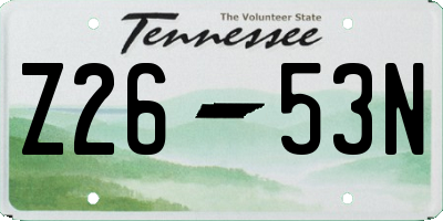 TN license plate Z2653N