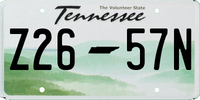 TN license plate Z2657N
