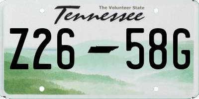 TN license plate Z2658G