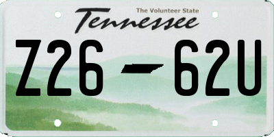 TN license plate Z2662U