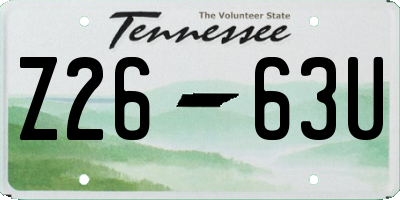 TN license plate Z2663U